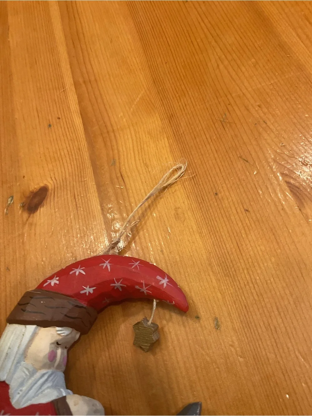 CRESCENT MOON SANTA WOODEN ORNAMENTS PRIMITIVE FARMHOUSE RUSTIC CHRISTMAS 4 LOT